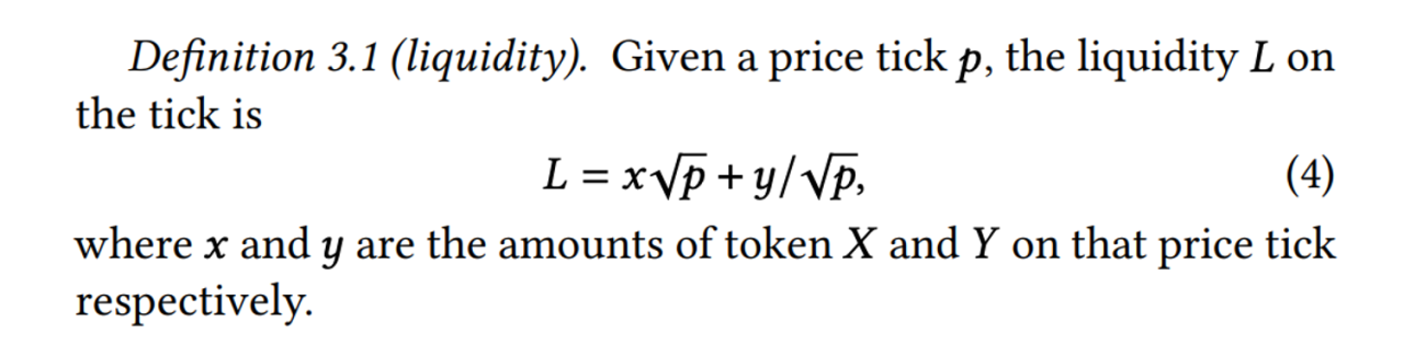 DLAMM 使用的数学公式，来源：iZiSwap Whitepaper